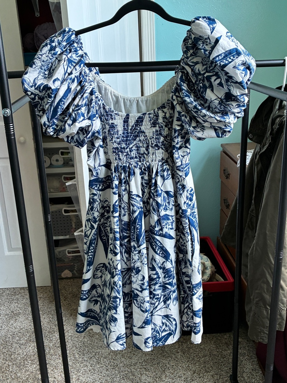 Abercrombie & Fitch White and Blue Floral Mini Dress - Picture 2 of 3